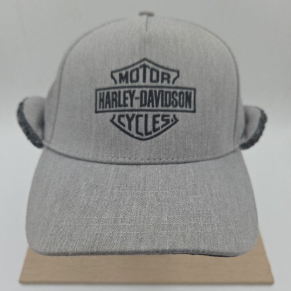 Harley‑Davidson Winter Ear Flap Hat Gray XL/2XL Motorcycle Cap